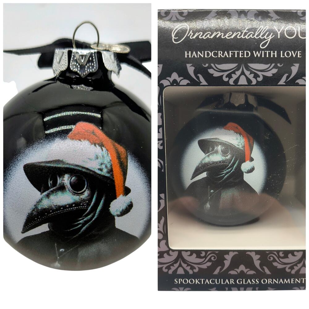 Black Glass Plague Doctor Ornament – Dark Christmas Decor, Gothic Christmas Gift